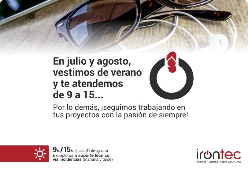 Horario de verano de Irontec para 2015