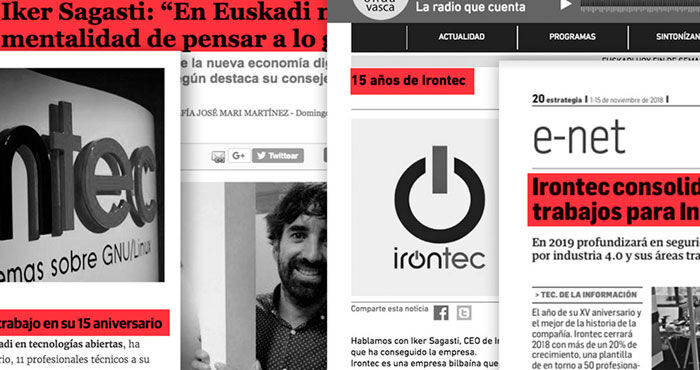 Gran presencia mediática de Irontec coincidiendo  con nuestro 15º aniversario