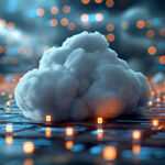 Representación visual de una nube híbrida conectada a una infraestructura digital segura, símbolo de la ciberseguridad en entornos cloud y on-premise