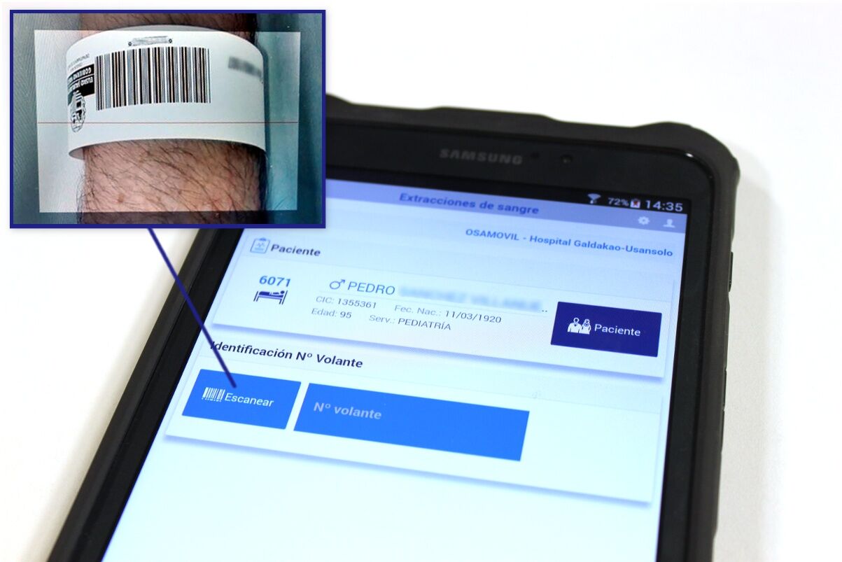Identificación de pacientes con código de barra desde la propia app