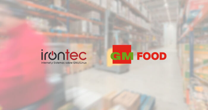 logos de GB food y Irontec sobre foto de almacen